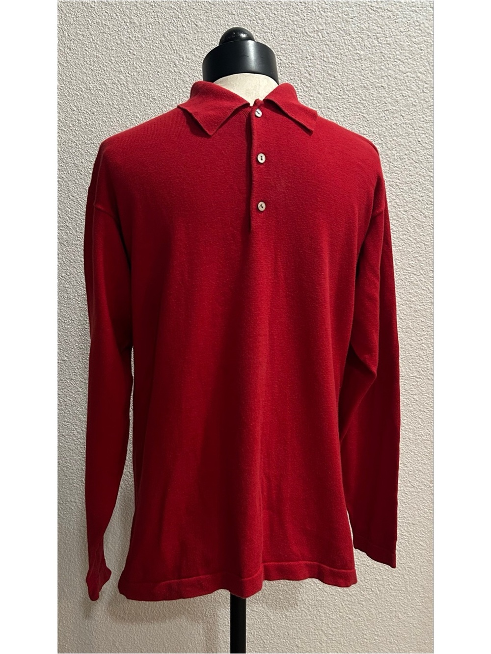Neiman Marcus Men's Red Sz Small Knit Polo Shirt Long Sleeve Luxury Golf Preppy